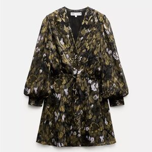 Zara Women's Long Sleeve Dress - Black and Olive